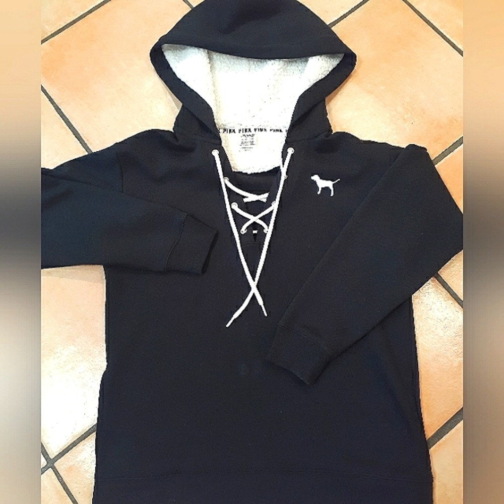Pink Victoria's Secret Pull Over Fleece Sweat Shirt with Hood